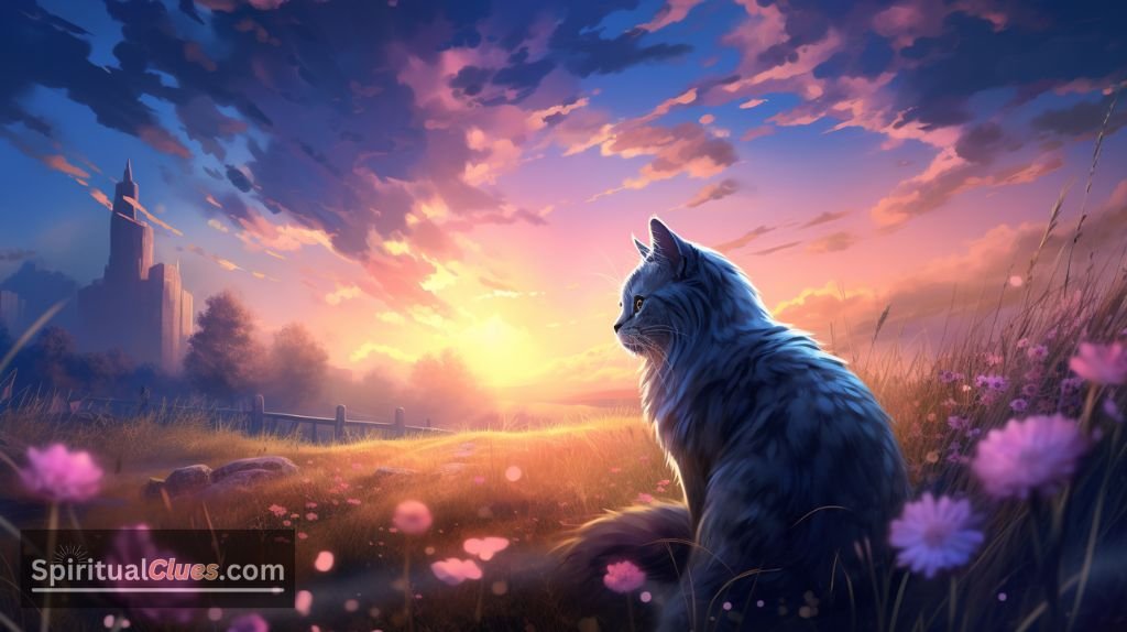 cat in dreamy landscape