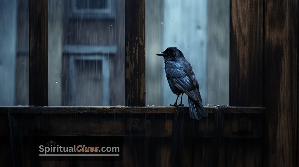 crow sitting on windowsill