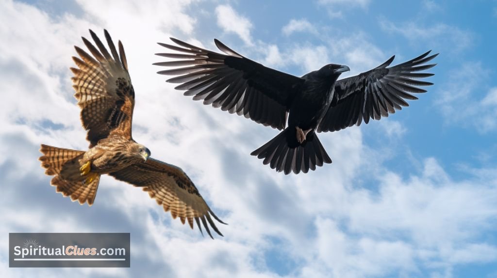 spiritual meaning of hawk and crow together