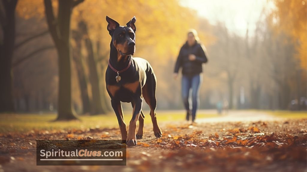 doberman dog in a park