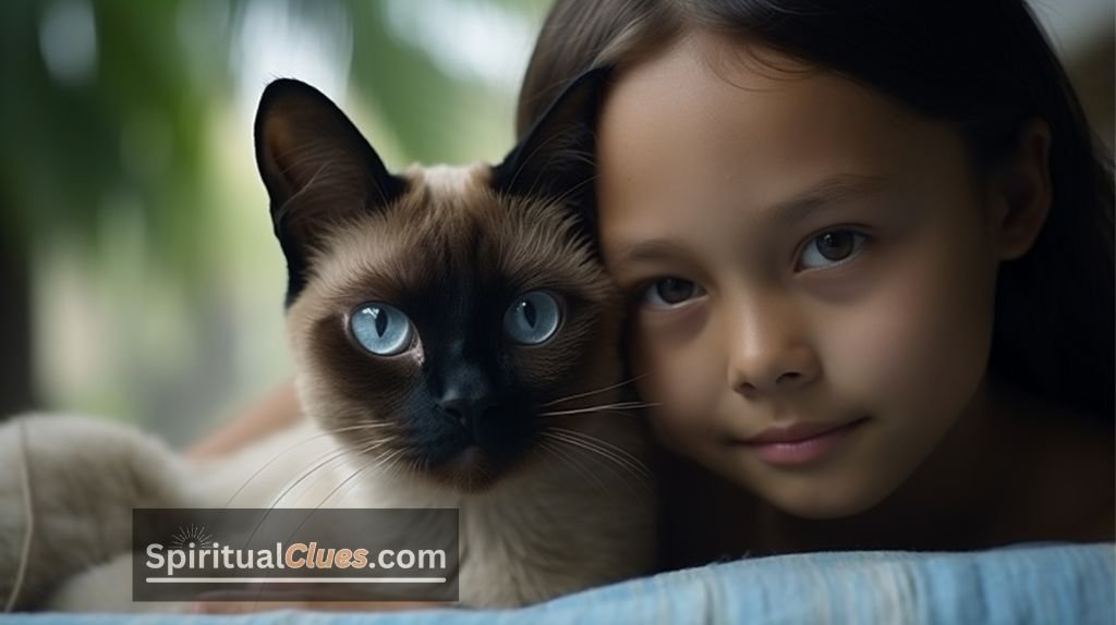 siamese cat and girl