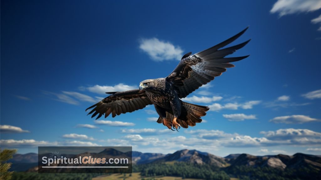 black hawk bird flying
