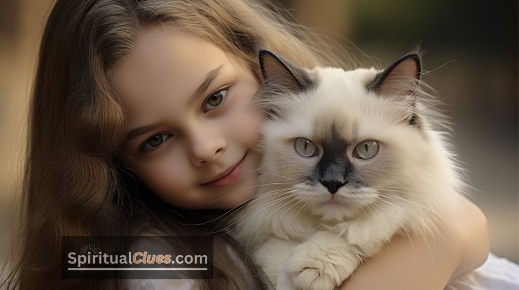 girl with a ragdoll cat