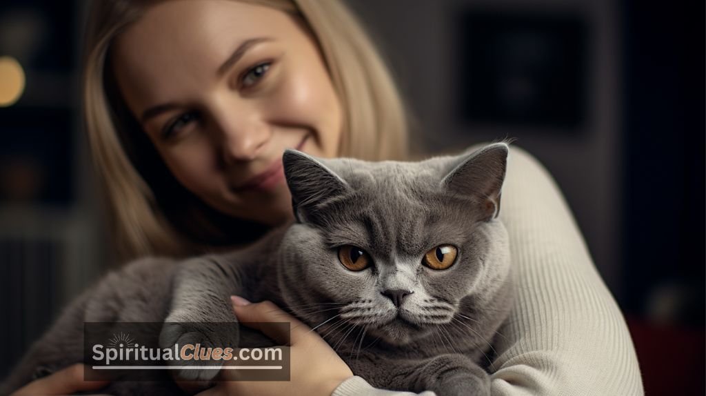 woman with British Shorthair Cat