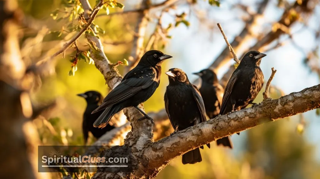 flock of black birds spiritual meaning