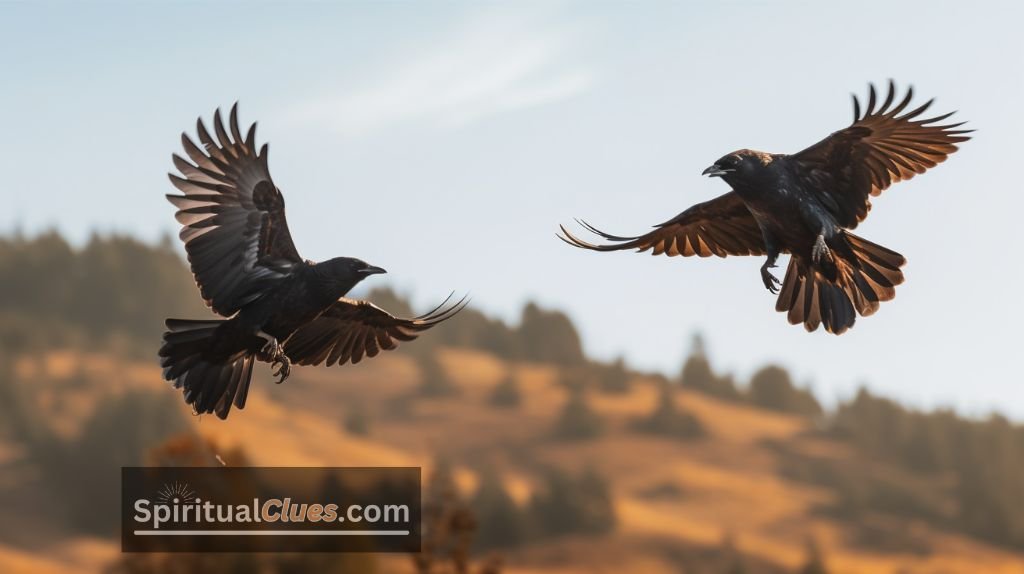 crow chasing a hawk