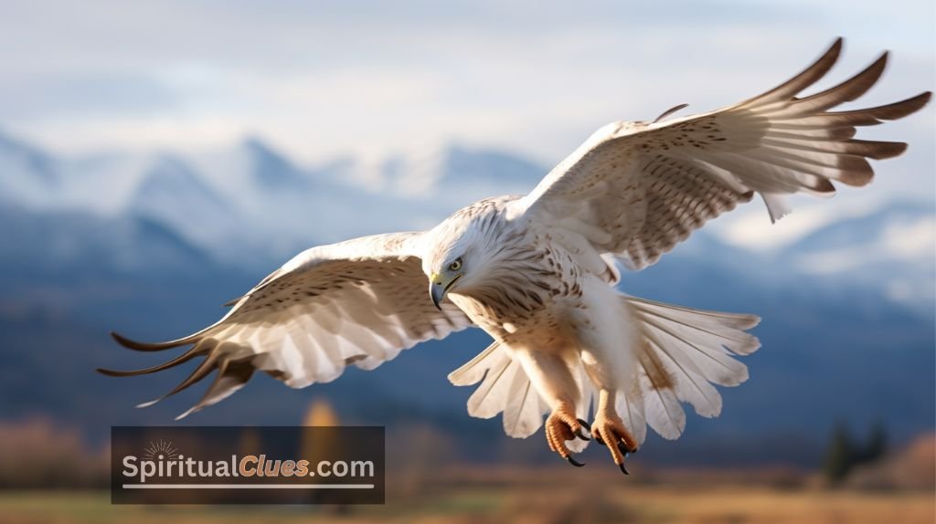 white hawk flying