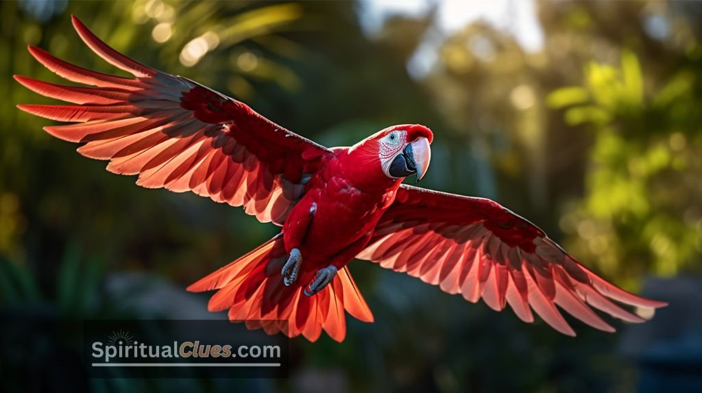 red parrot flying