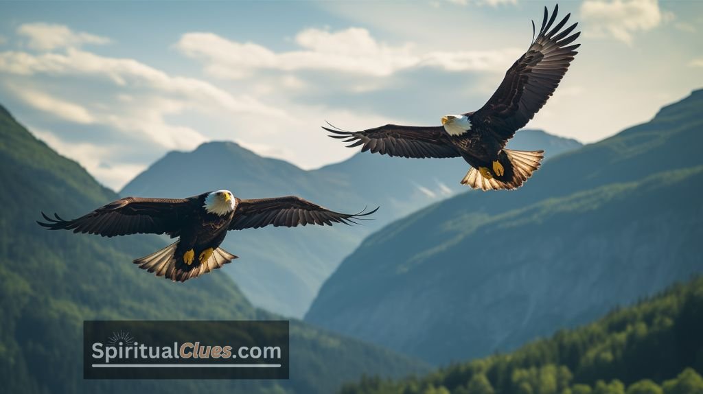 two eagles flying