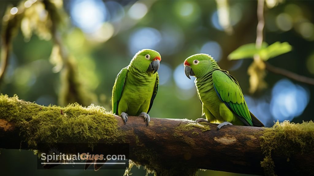 two green parrots